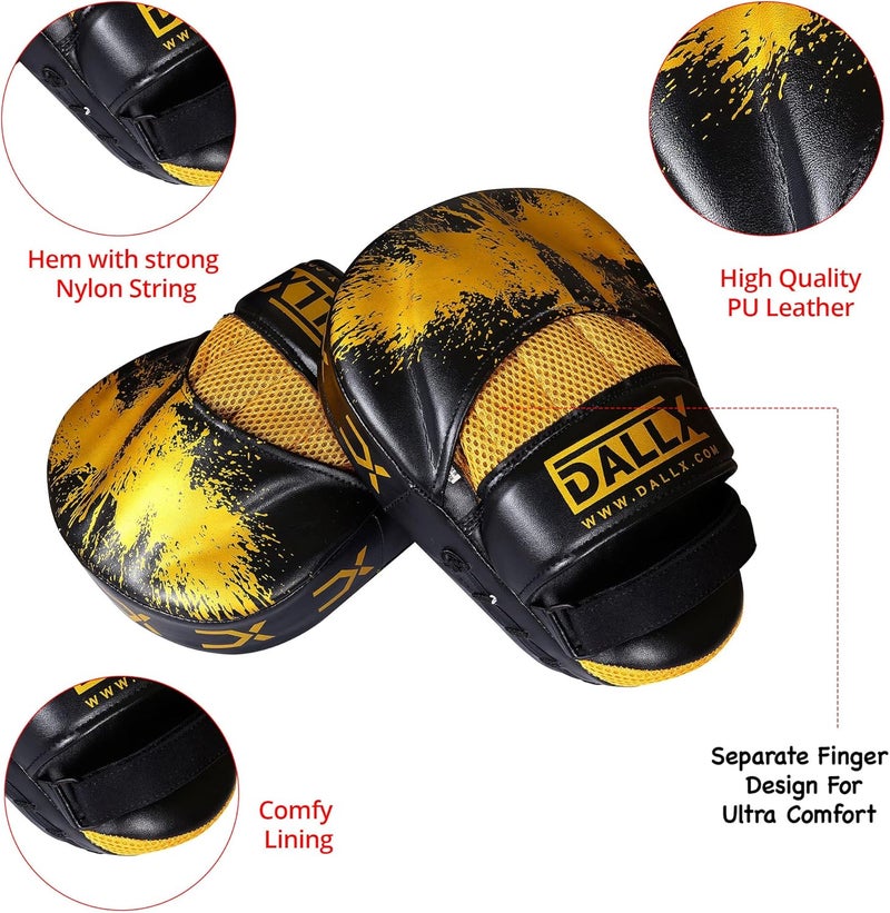 DALLX Sports Punch Mitts Target Focus Pads Hook and Jab Curved for MMA Training Martial Arts Karate Kickboxing Muay Thai with Adjustable Straps Ventilated - Image 4